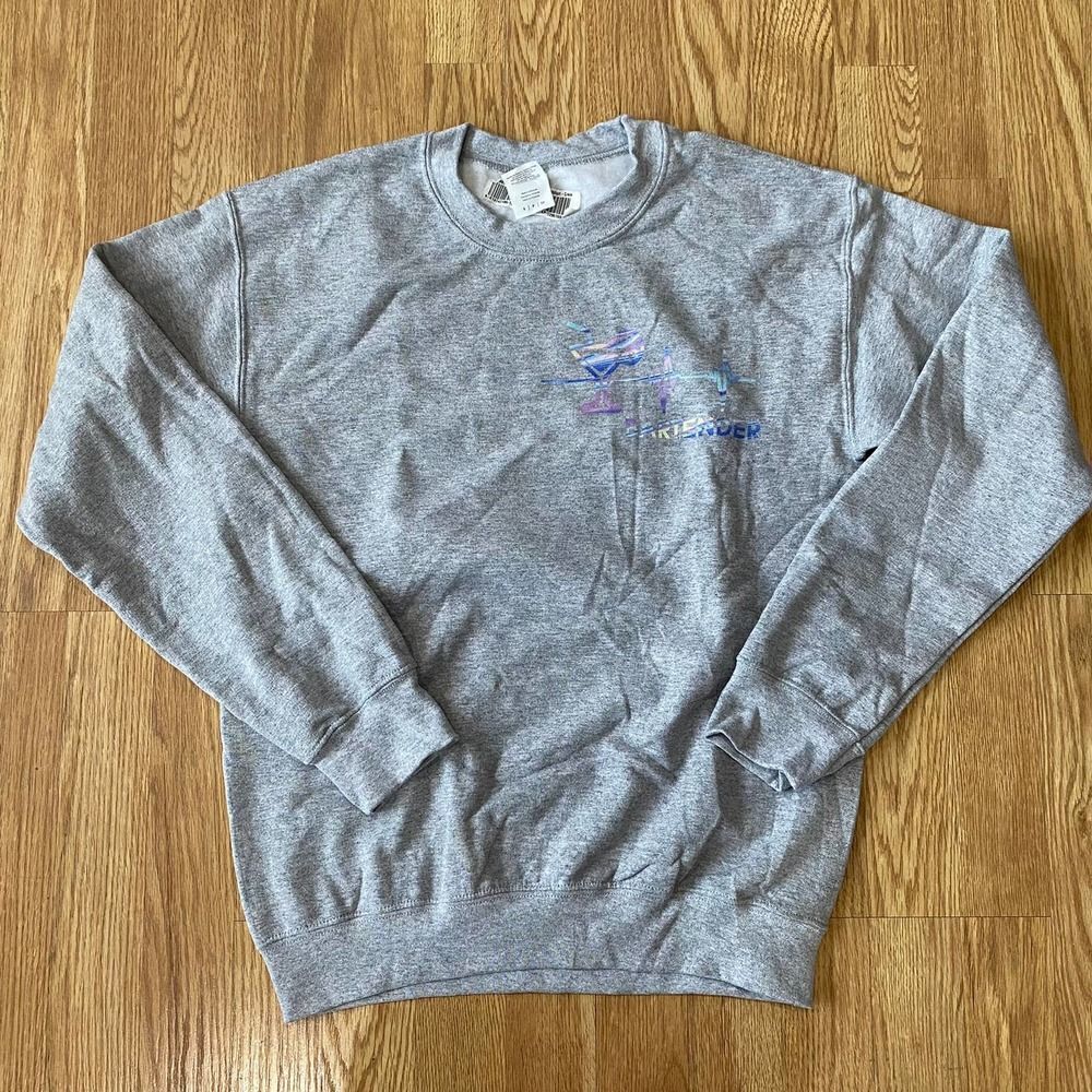 Galaxy Print Bartender Heartbeat Crewneck Gray Small
